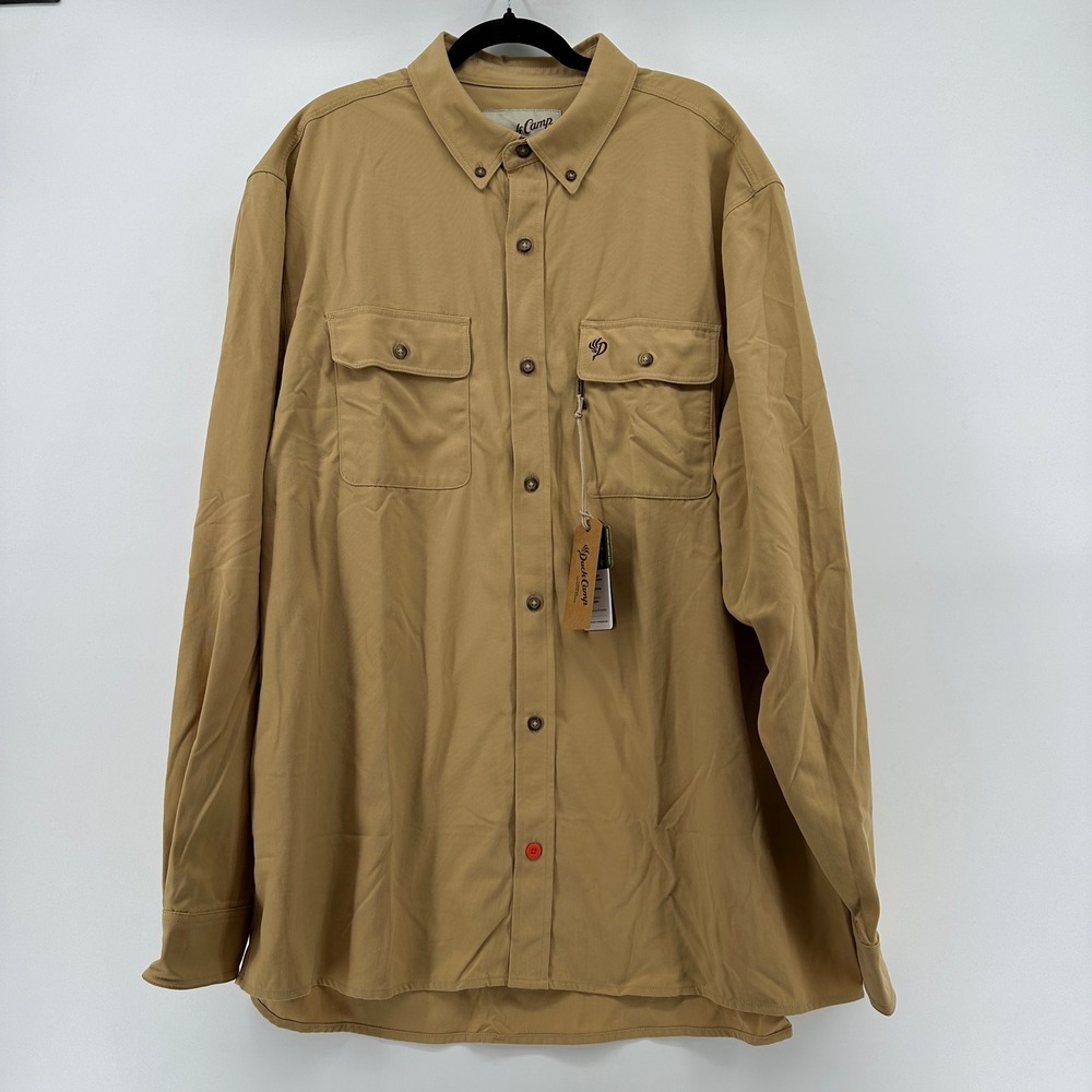 Duck Camp Mens Bamboo Midweight Long Sleeve Shirt Khaki Tan Size XL NWT